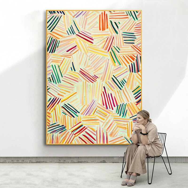 Hand-painted Geometric Fantasy Wall Decorative Painting Modern Oil Painting