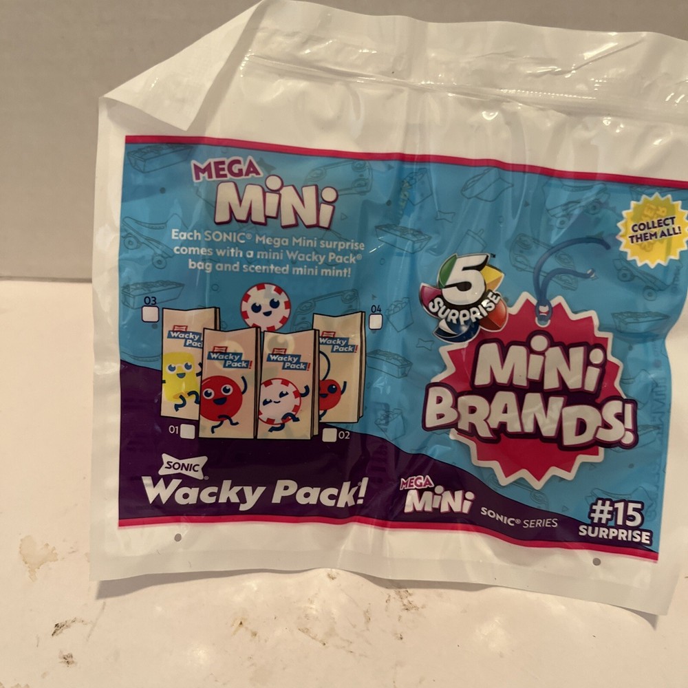 Sonic Mini Brands  # 15 Wacky Pack New Zuru Drive In 5 Surprise Sealed Bag