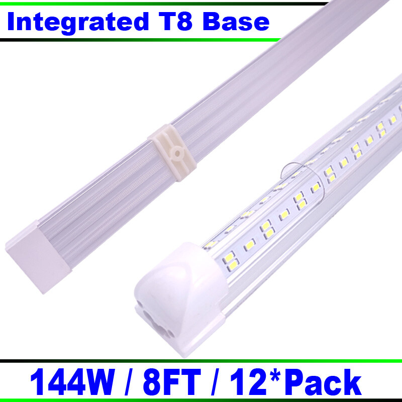 8Ft 12 Pack 144W LED Shop Light  Linkable Ceiling Tube Fixture Daylight Clear