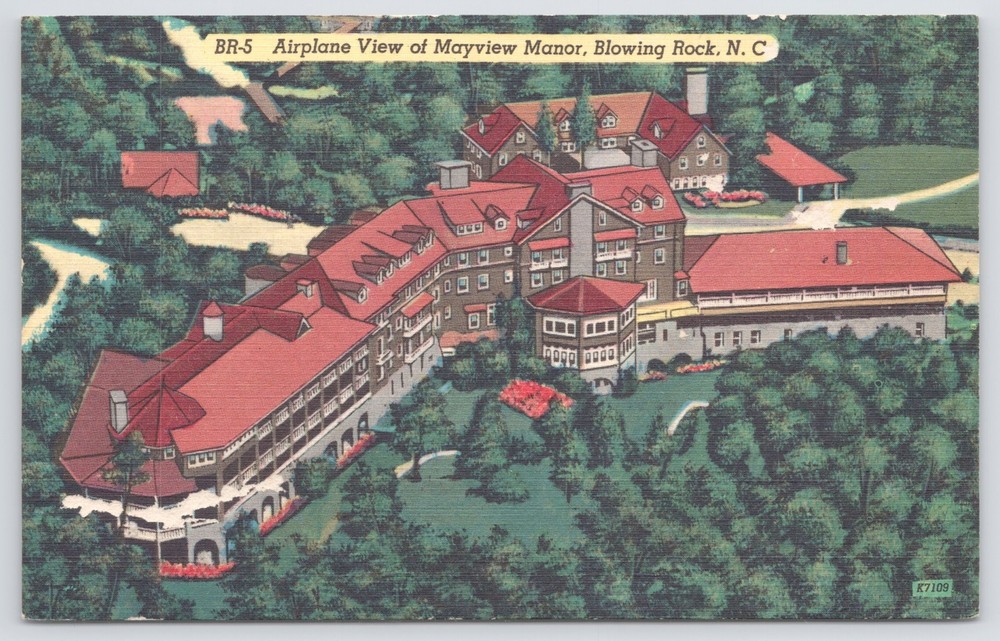 Linen~Air View Mayview Manor Blowing Rock North Carolina~Vintage Postcard