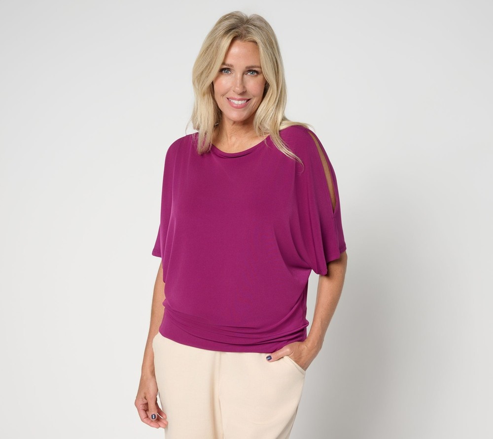 BEAUTIFUL by Lawrence Zarian Women's Top Sz M The Gail Cold Shoulder Red A693061