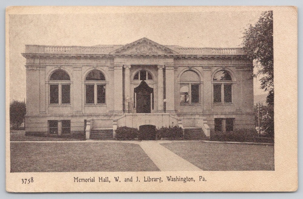 Washington PA Memorial Hall W&J Library Postcard N.E. Paper & Stationery