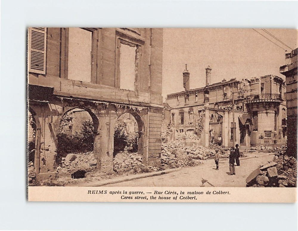 Postcard Ceres street the house of Colbert Reims après la guerre Reims France