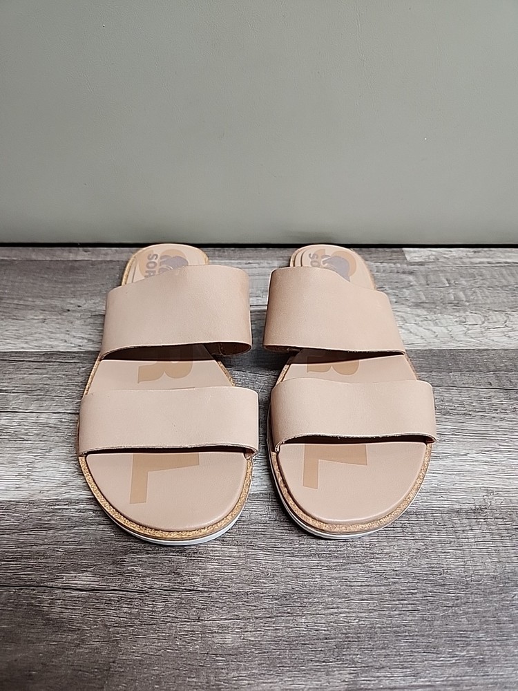 SOREL Ella II Double Strap Leather Sandals Women's Size 5.5 Tan Brown