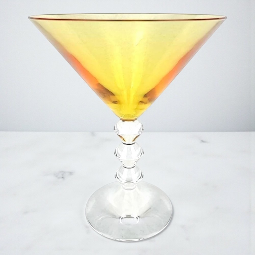 Baccarat VEGA Martini Glass Yellow Overlay 1-pc (Single) Cocktail Crystal