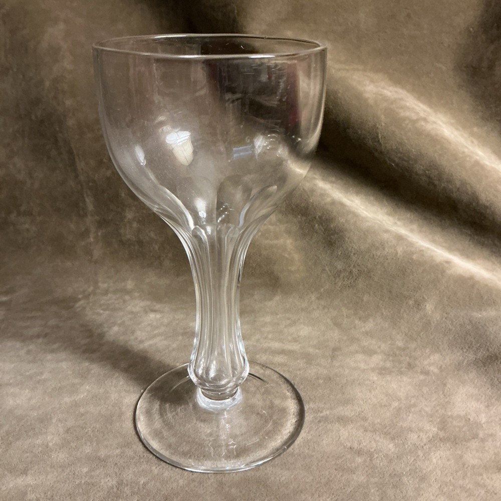 Circa  1910 Edwardian Era Hollow stem Champagne coupe glass cut panel design # 2