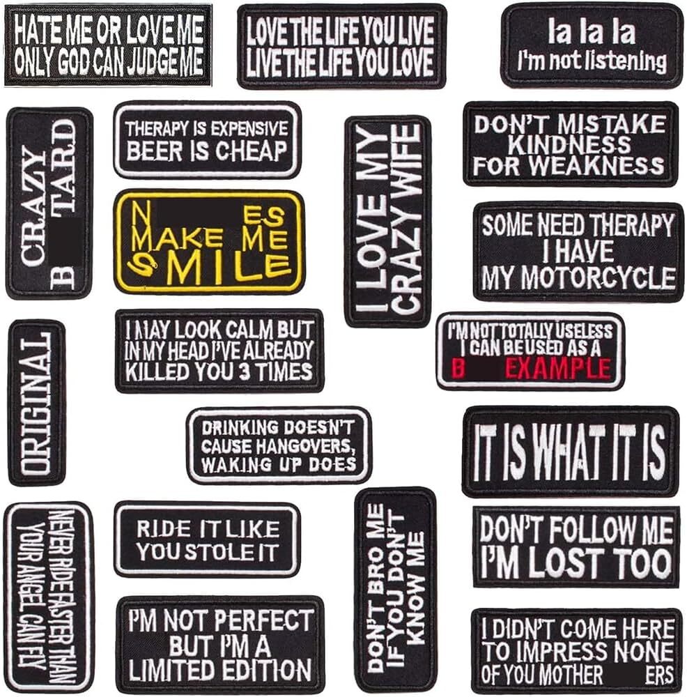 20 Pcs Sew On Iron On Patches for Motorcycle Biker Vest Backpacks Jeans