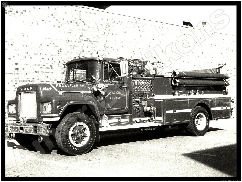 Mack Trucks New Metal Sign: Type C-95 Fire Truck - Rockville, Maryland Fire Dept
