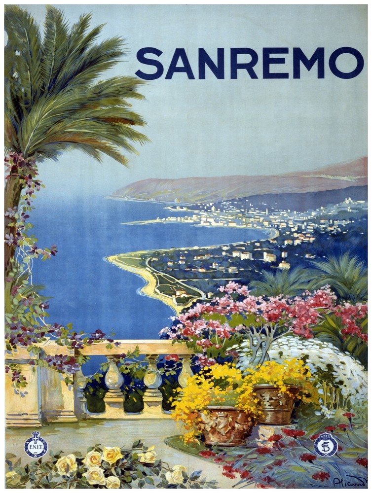 Decor Travel Poster.Fine Graphic Art.Sanremo.Travel France Home Wall Design.1420