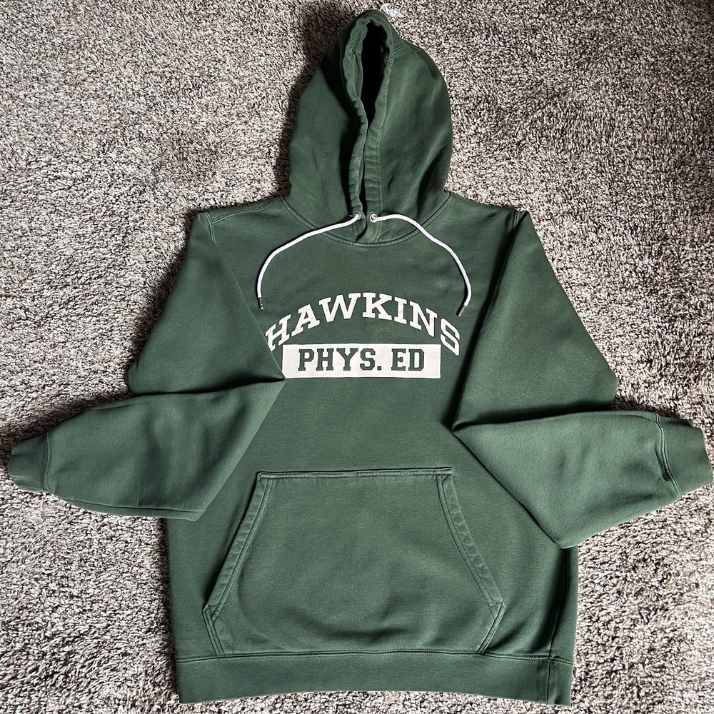 Nike Stranger Things Hawkins Phys Ed Hoodie Mens Small Green