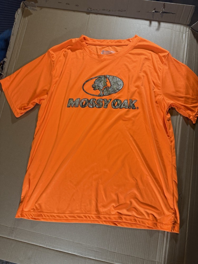 Mossy Oak Shirt Men's XL Bright Orange Camo Logo Short Sleeve NWOT