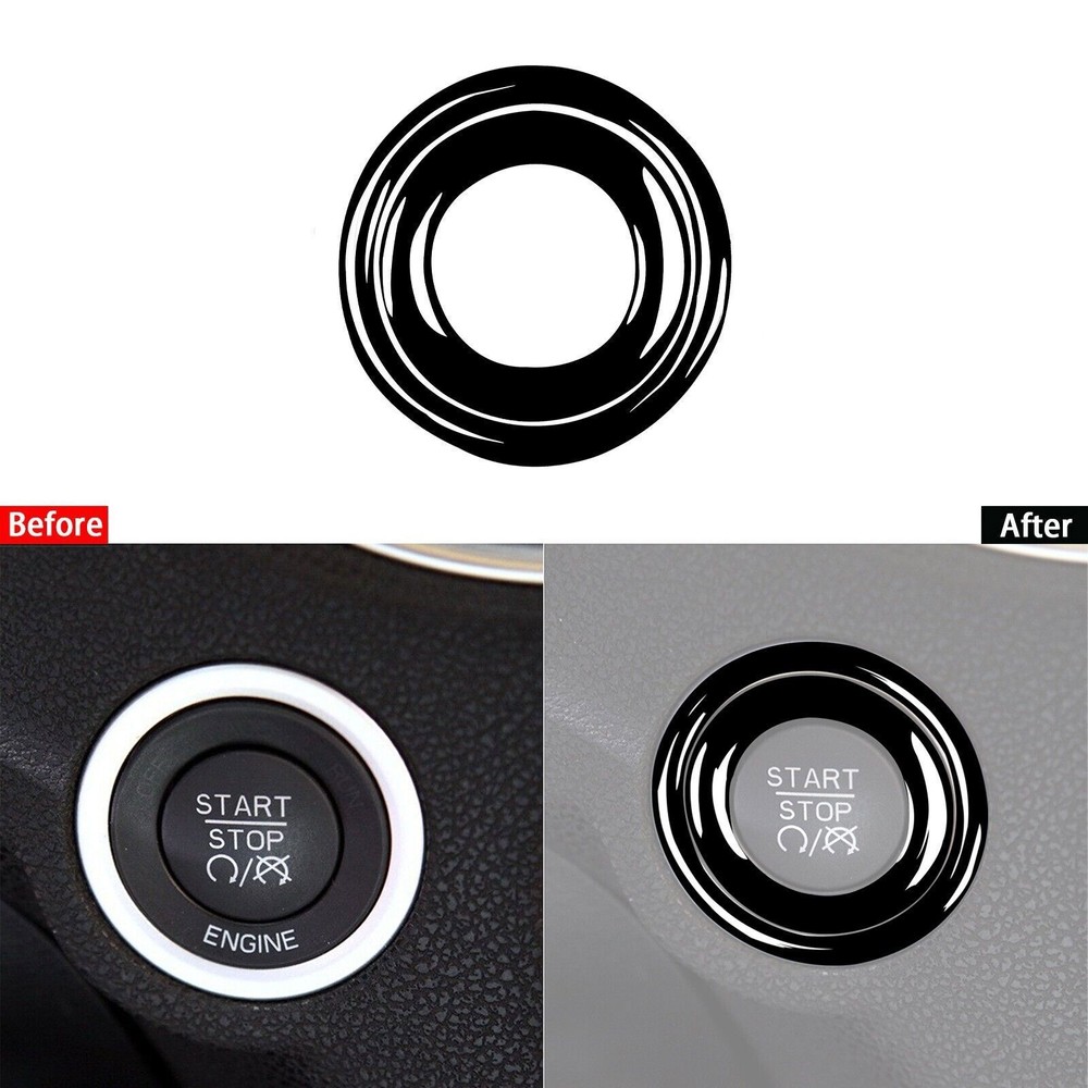 2Pcs Glossy Piano Black Engine Ignition Switch Ring For Dodge Challenger 2015-23