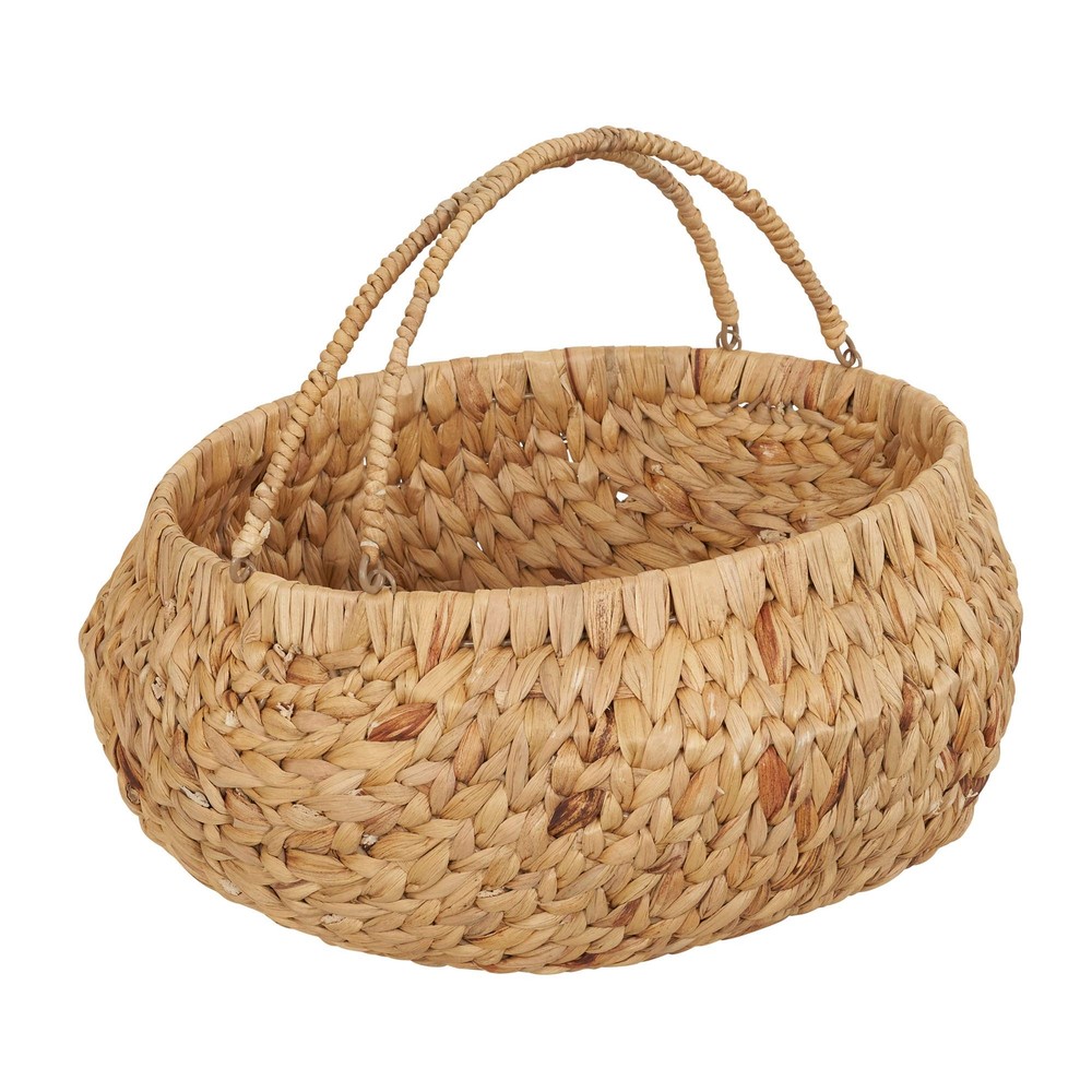 Woven Wicker Flower Basket with Handles | Natural Brown Hyacinth