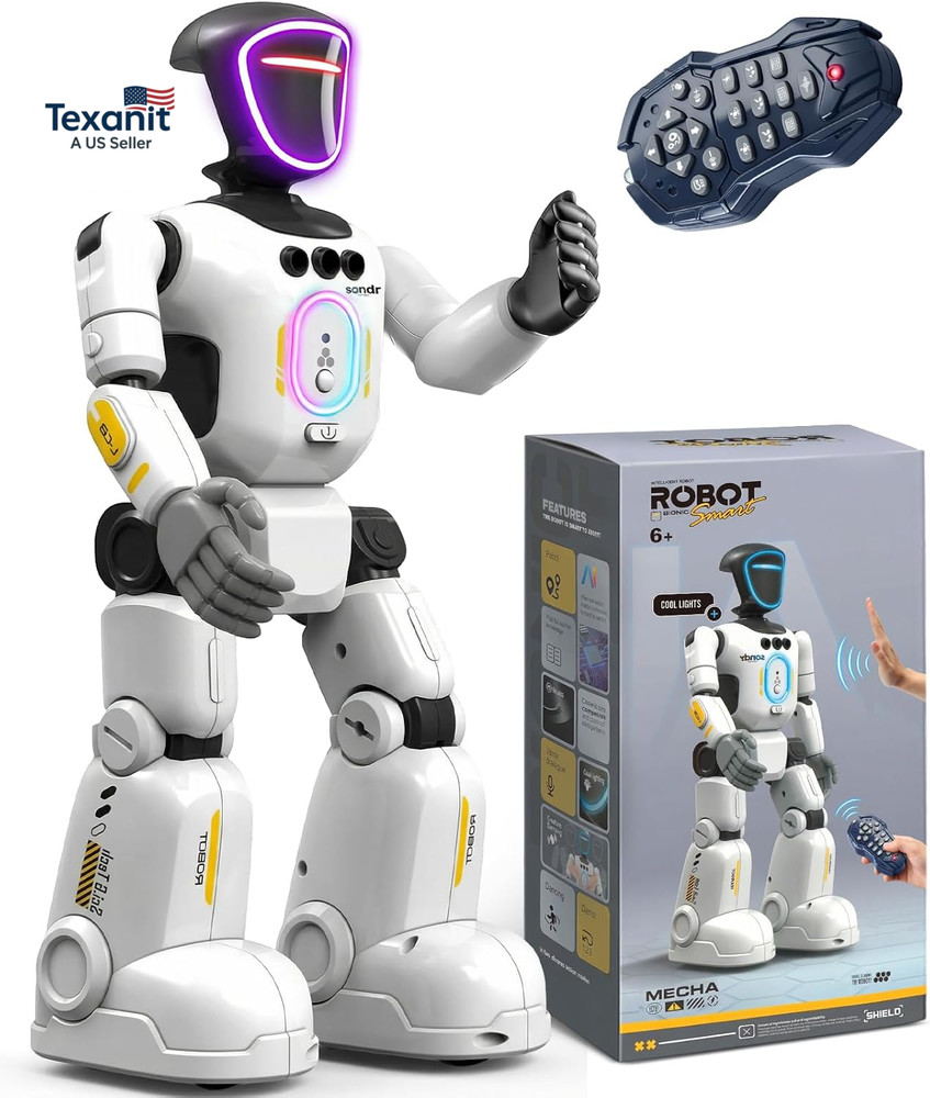 Robot Toy for Kids, Voice Recording&Playback Remote Control Robot, LED Faces Int