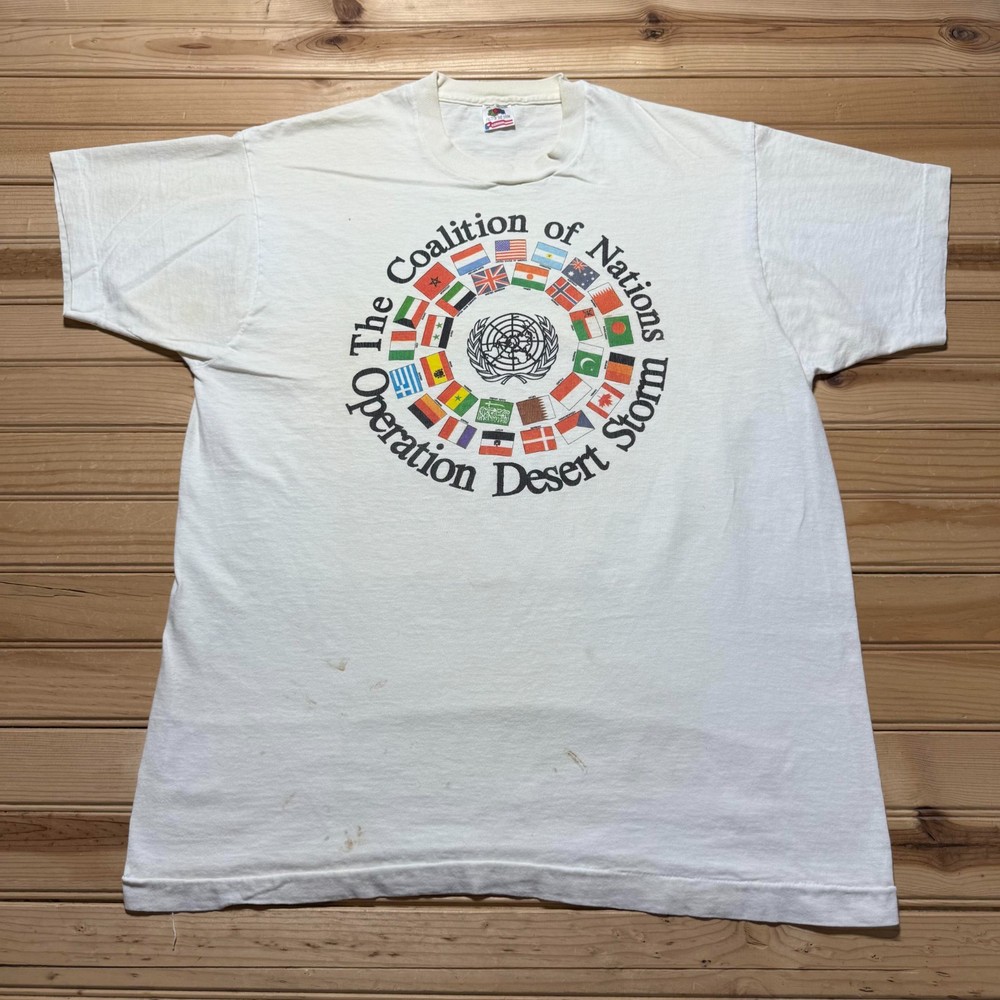 Vintage 90s Operation Desert Storm The Coalition Of Nations T-Shirt USA Made XL