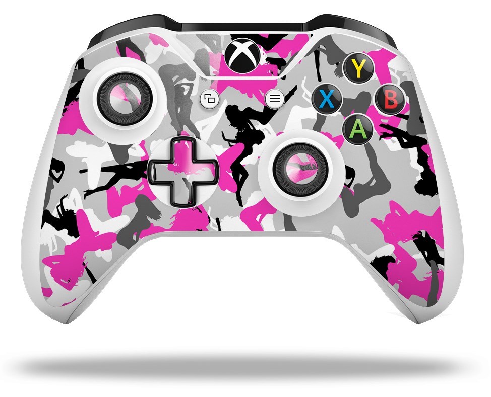 Skin for XBOX One S X Controller Sexy Girl Silhouette Camo Hot Pink Decal