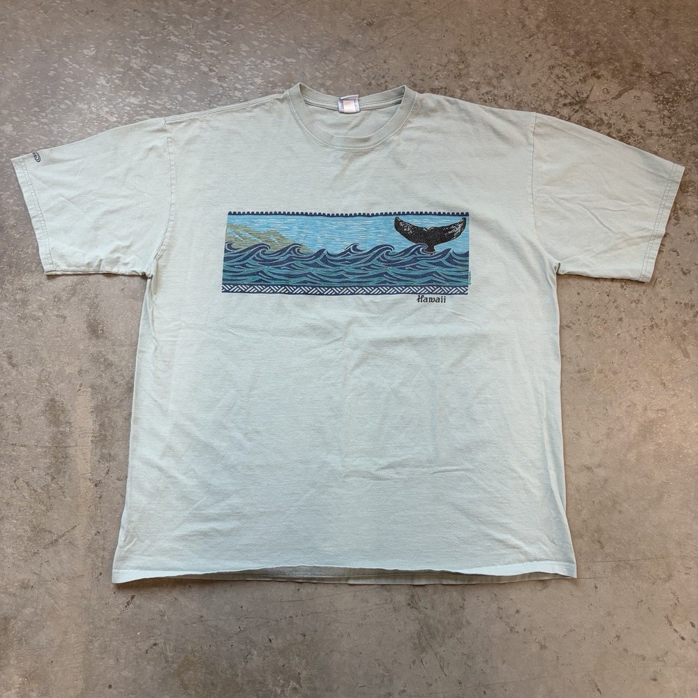 Crazy Shirts Hawaii Whale Ocean Wave Graphic T Shirt Combed Cotton Size XXL 2XL
