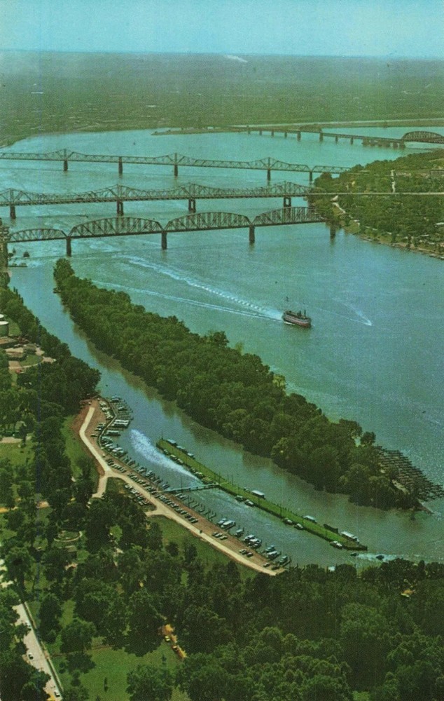 Aerial View of the Ohio River at Louisville Kentucky KY - Postcard