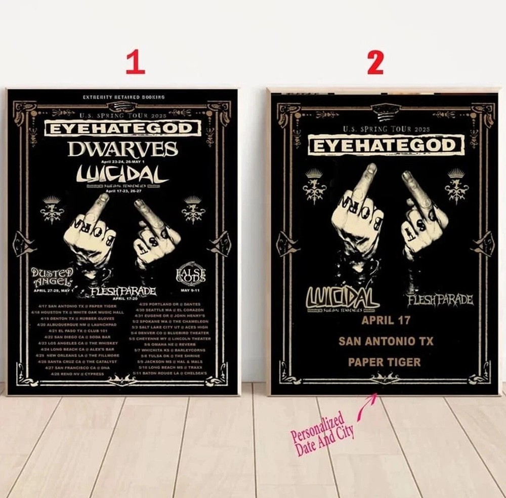 Eyehategod Spring 2025 US Tour Poster - Metal Wall Art Decor