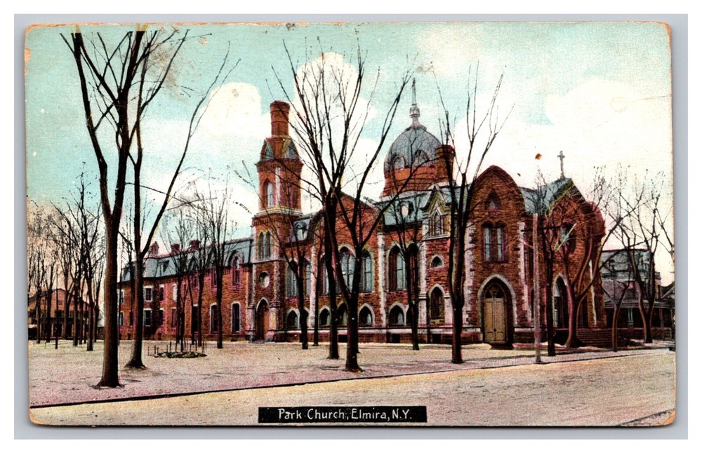 Elmira NY New York Park Church UDB Postcard