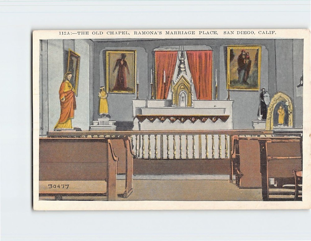 Postcard The Old Chapel Ramona's Marriage Place San Diego California USA