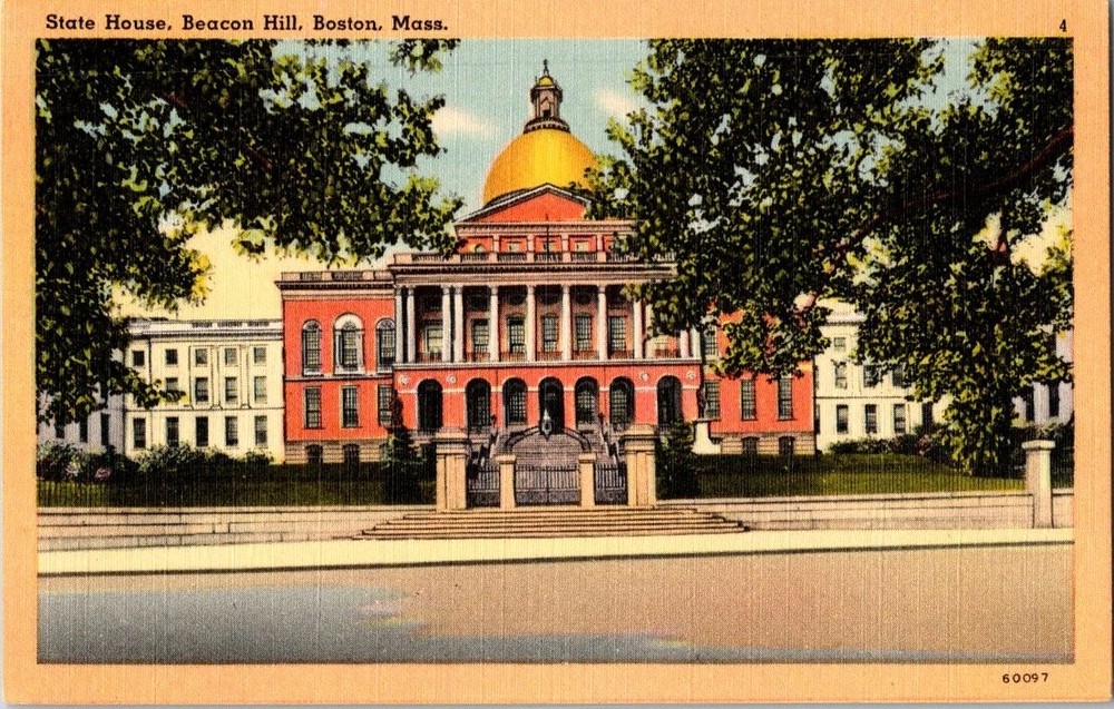 Vintage State House Beacon Hill Boston Linen Postcard Tichnor Bros
