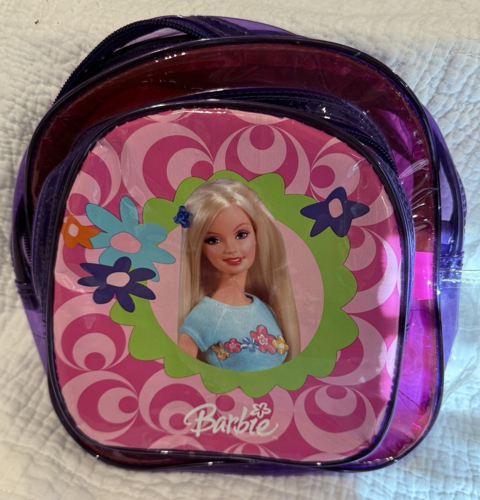 Vintage Barbie Y2K Vinyl See Thru Pink & Purple Mini Backpack