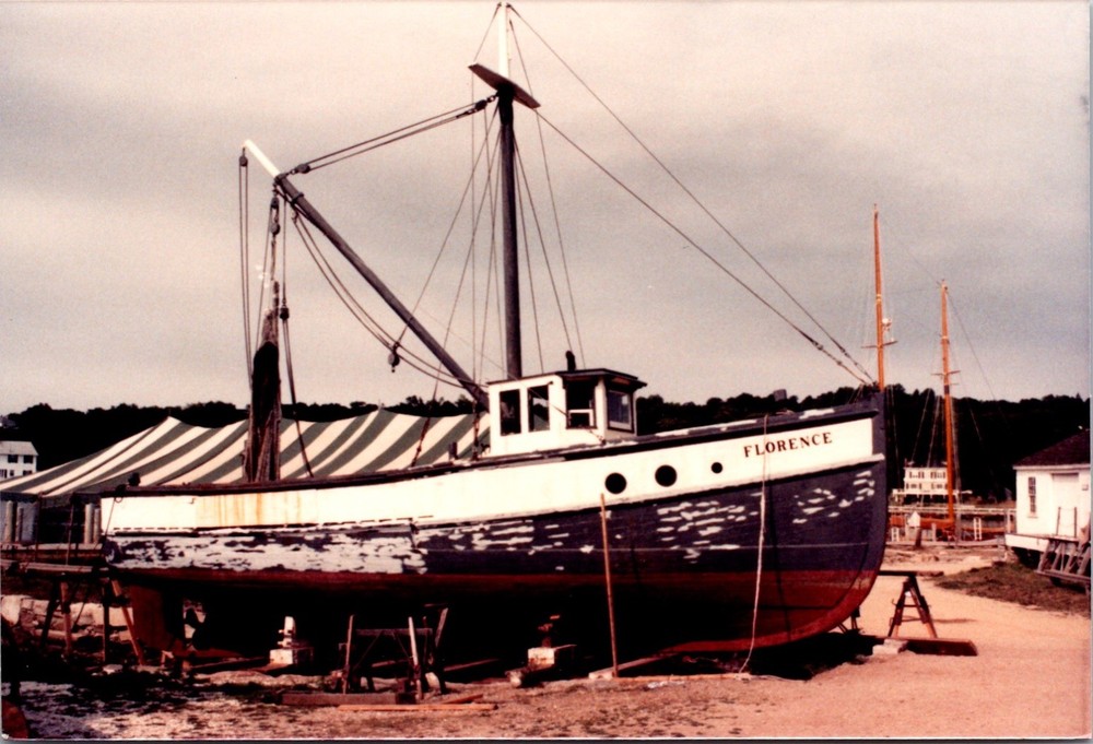 Vintage Color Photo of Fishing Boat Florence Dry Docked Maritime Scene 3x5