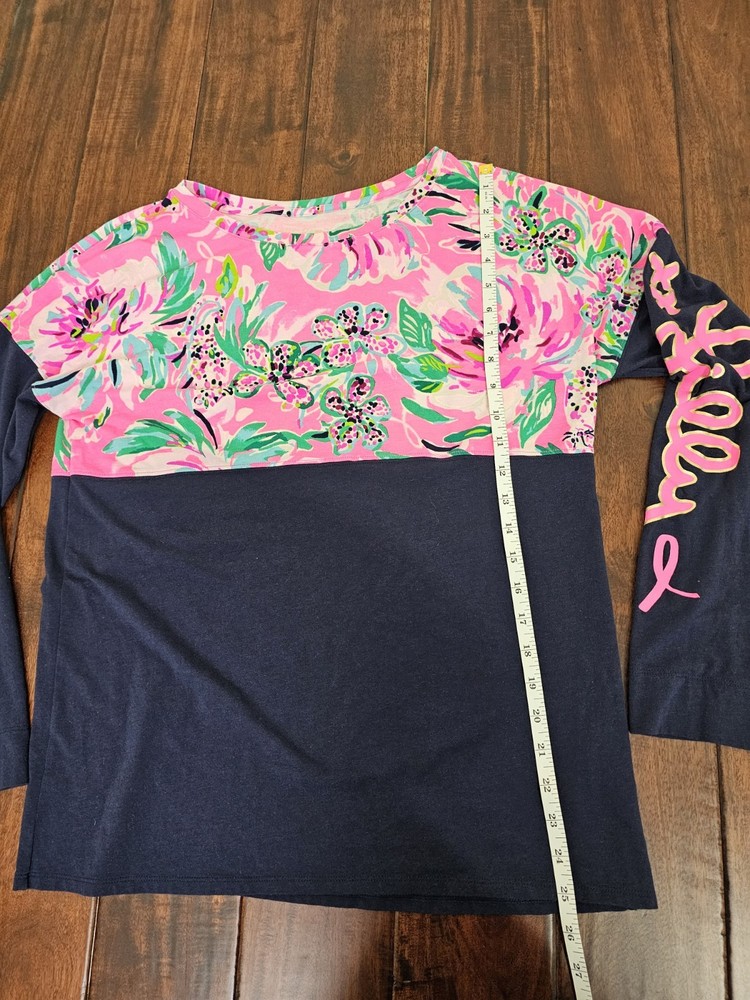 Lilly Pulitzer Finn Long Sleeve Navy And Pink Top Size Medium