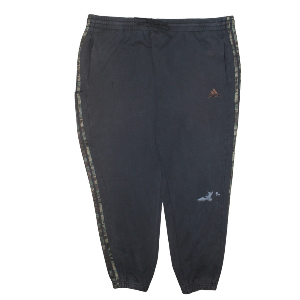 Adidas Mens Joggers Black Embroidered Logo Camo Side Stripe Elastic Waist XXL