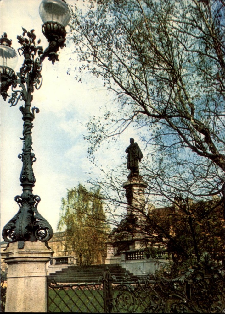 Adam Mickiewicz Monument Warsaw Poland vintage postcard b176