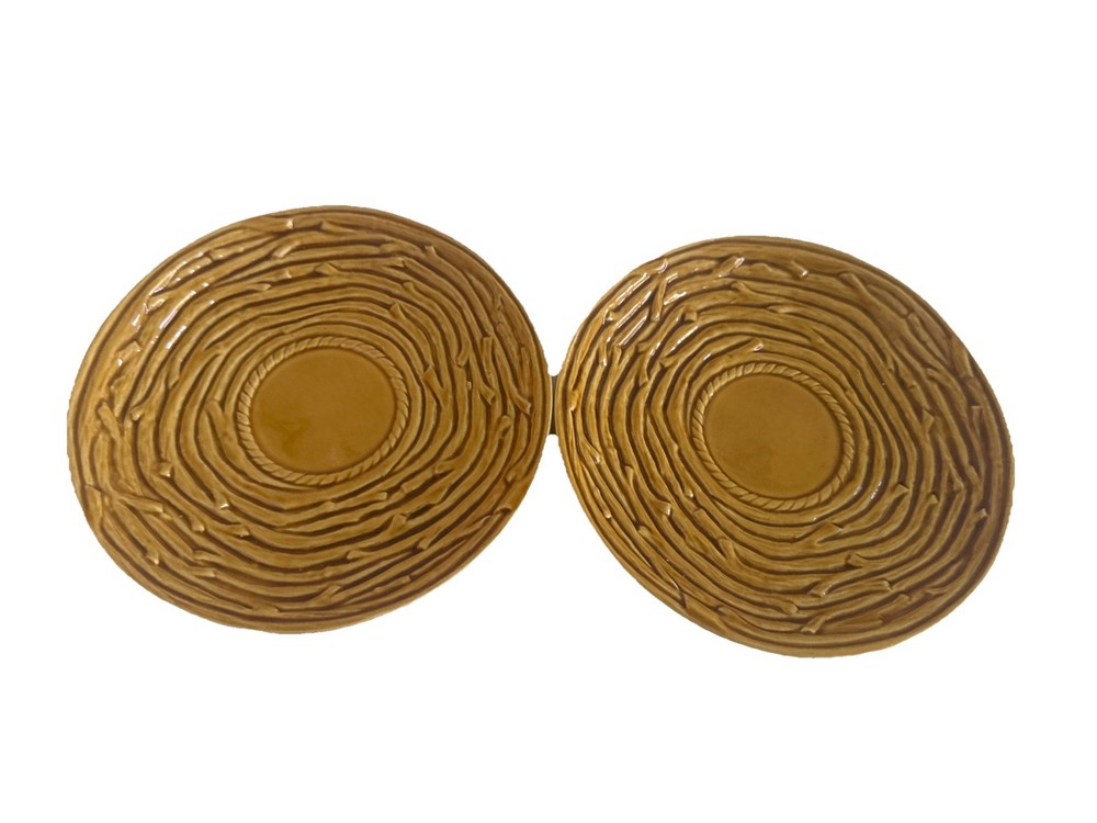 Bordallo Pinheiro 7in Salad Plate Yellow Fruit Pattern Made in Portugal set 2