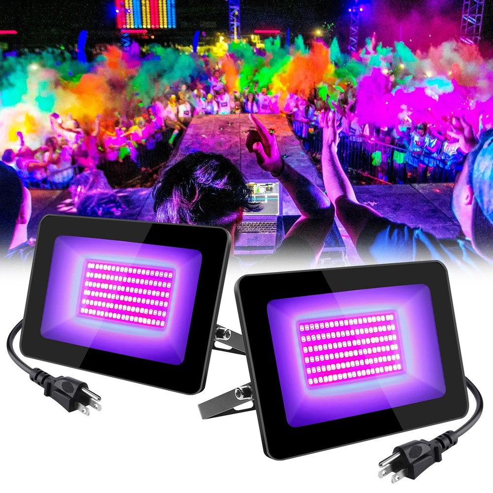 2 Pack 30W High Power UV Black Light IP66 Waterproof 395nm-405nm for Outdoor Use