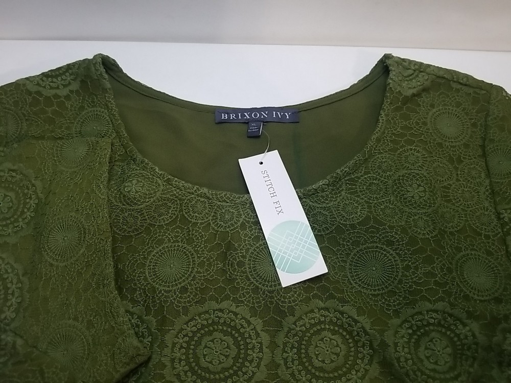 Brixon Ivy Womens Deffie Lace Overlay Short Sleeve Top Size XL