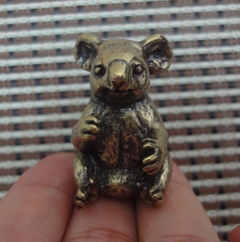 Vintage Style Solid Brass Small Koala Figurine Statue for Home Garden Decor