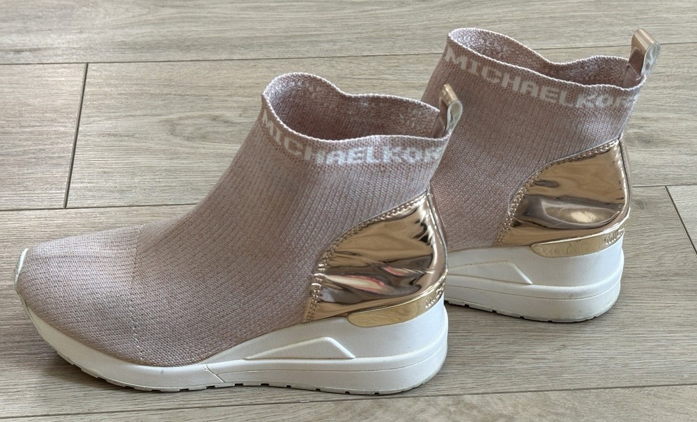 Michael Kors Skyler Stretch-Knit Sock Sneakers blush Rose Boots Shoes Size 5