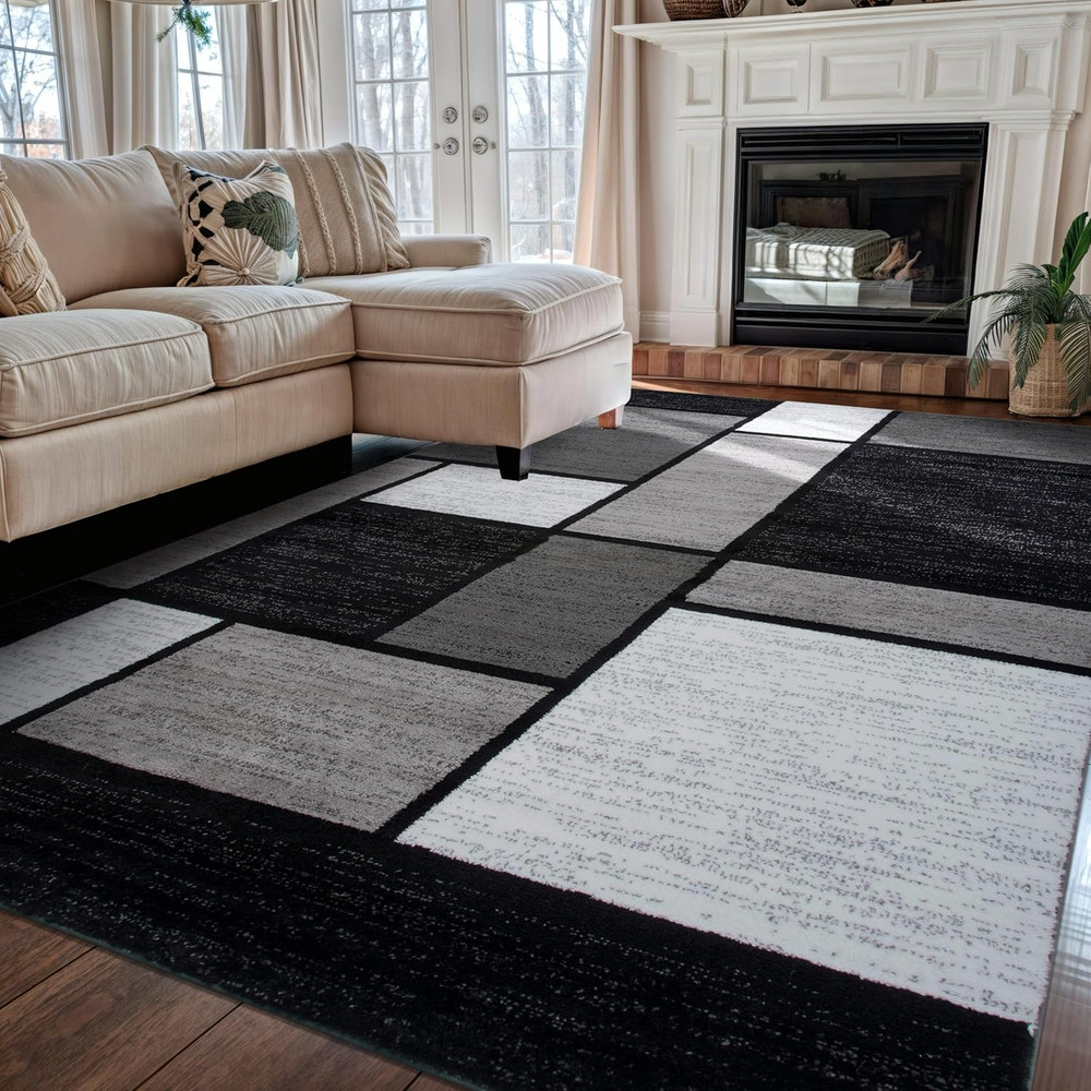 Contemporary Modern Boxes Design Area Rug for Home Office,Living Room,Bedroom,Ki