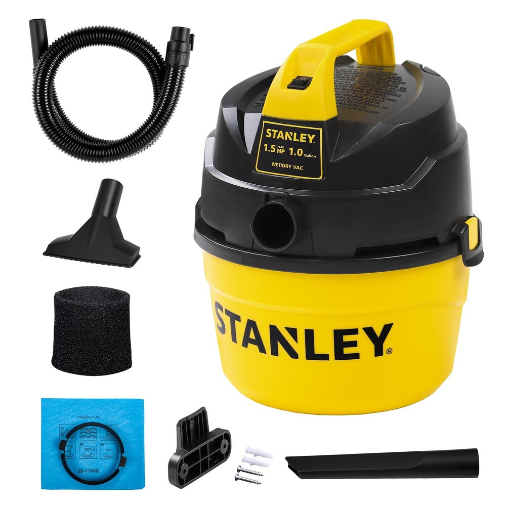 STANLEY Shop Vacuum Wet and Dry, 1 Gallon 1.5 Peak HP Small Wet Dry Vac with ...