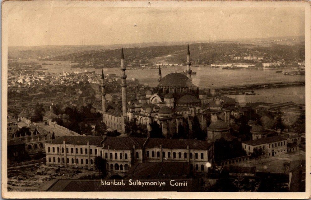 Dr Jim Stamps Postcard Real Photo Suleymaniye Mosque Istanbul Turkey Pinholes