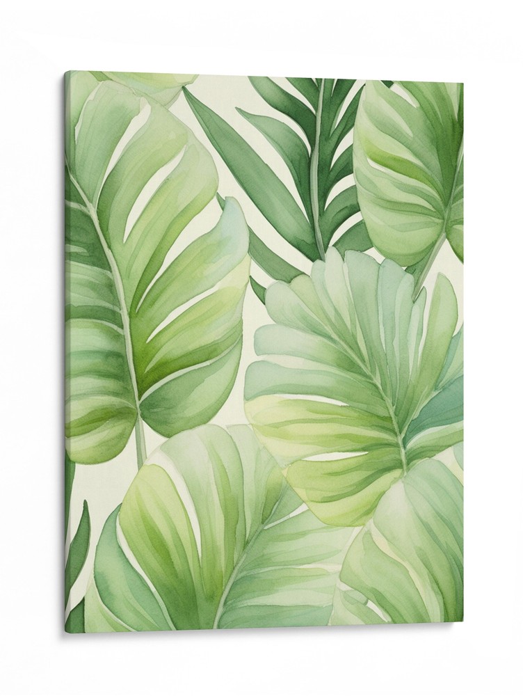 Tropical Monstera Leaf Canvas Print, Green Botanical Wall Art Decor