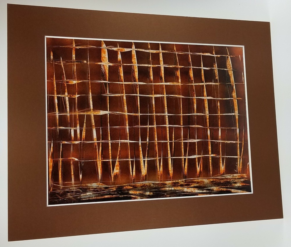 Original Abstract Art in Brown Signed by Artist Jason Girard with a color mat.-image