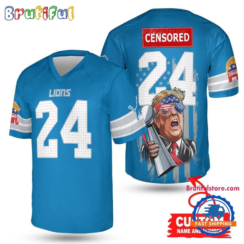 Detroit Lions x Donald Trump Super Bowl Trophy Football Jersey