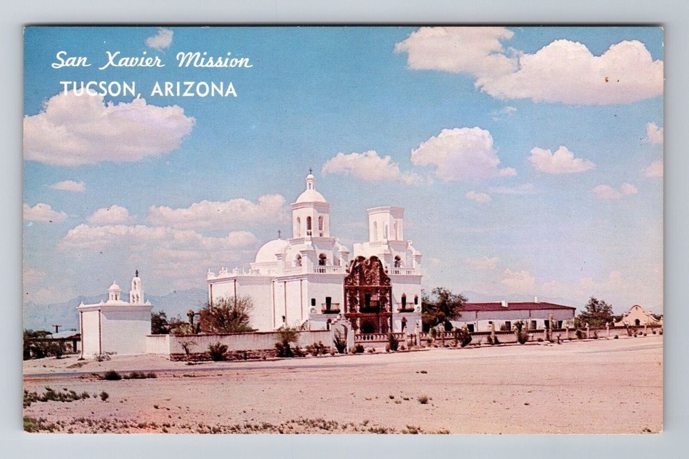 Tucson AZ-Arizona, San Xavier Mission, Antique, Vintage Souvenir Postcard
