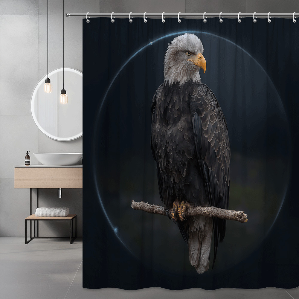 Bald Eagle Shower Curtain Dark Bird Print