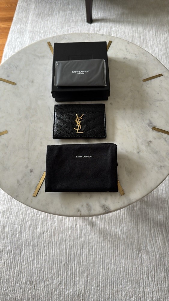 Saint Laurent Cassandre Matelasse Grain De Poudre Leather Cardholder