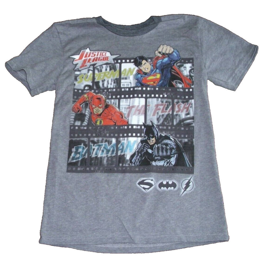 Justice League Batman Boys Short Sleeve T-shirt Gray Tee Size 7 New