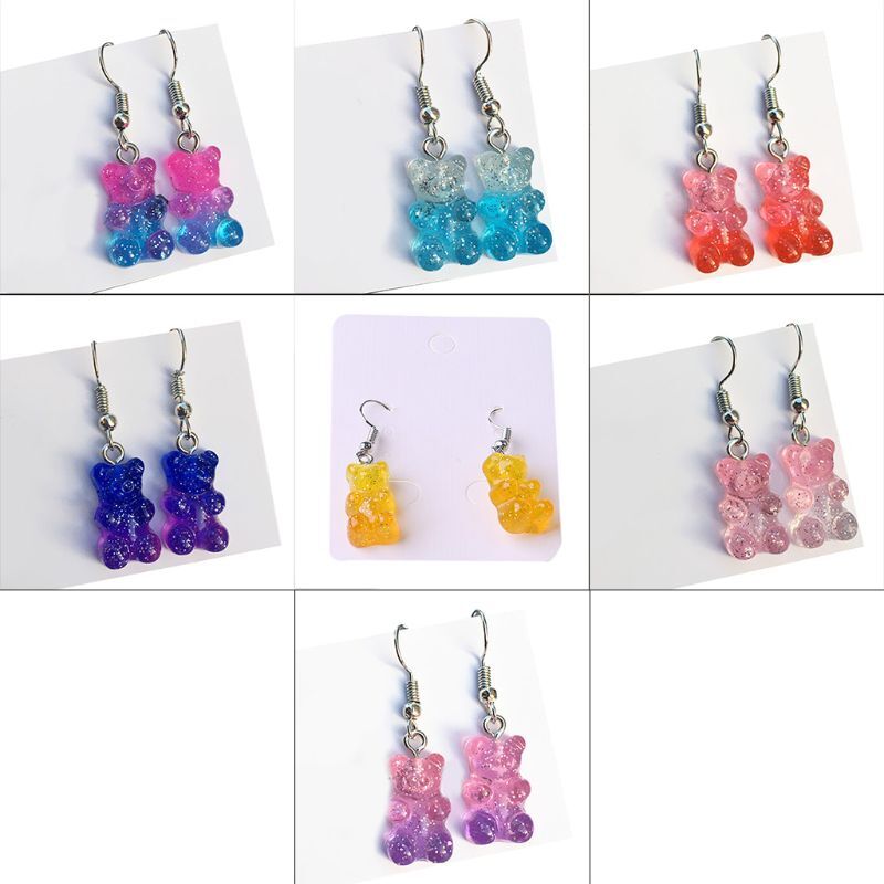 Gummy Bear Earrings Women Earrings Cartoon Candy Bear Pendant Earrings
