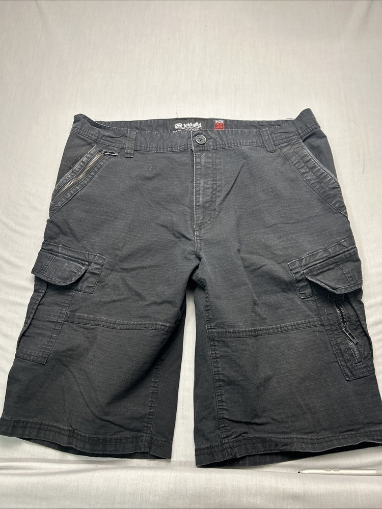 Ecko Unltd Shorts Mens 36 Black Cargo Pocket Streetwear Baggy Rhino Y2K