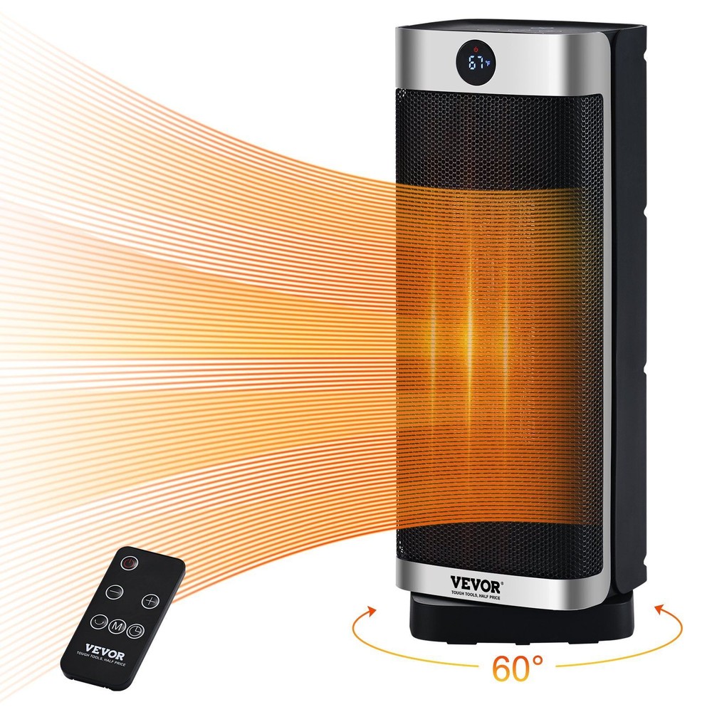 VEVOR Electric Space Heater with Thermostat Remote Control, 2-Level Adjustable Q