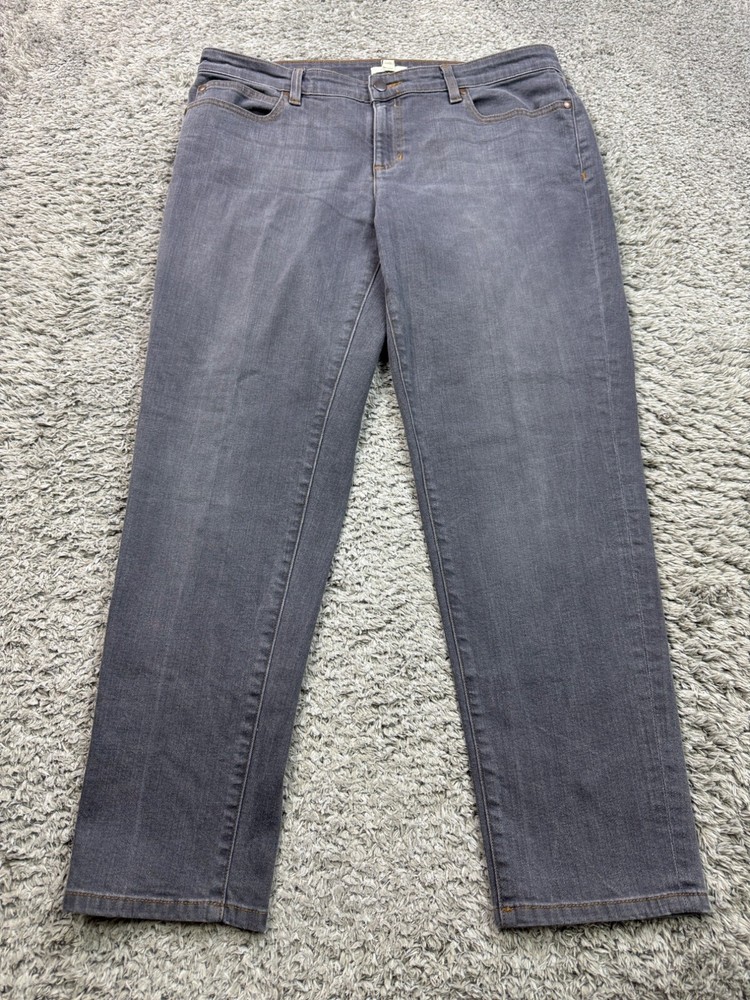 Eileen Fisher Jeans Women 12 Gray Organic Cotton Mid Rise Stretch Boyfriend Pant